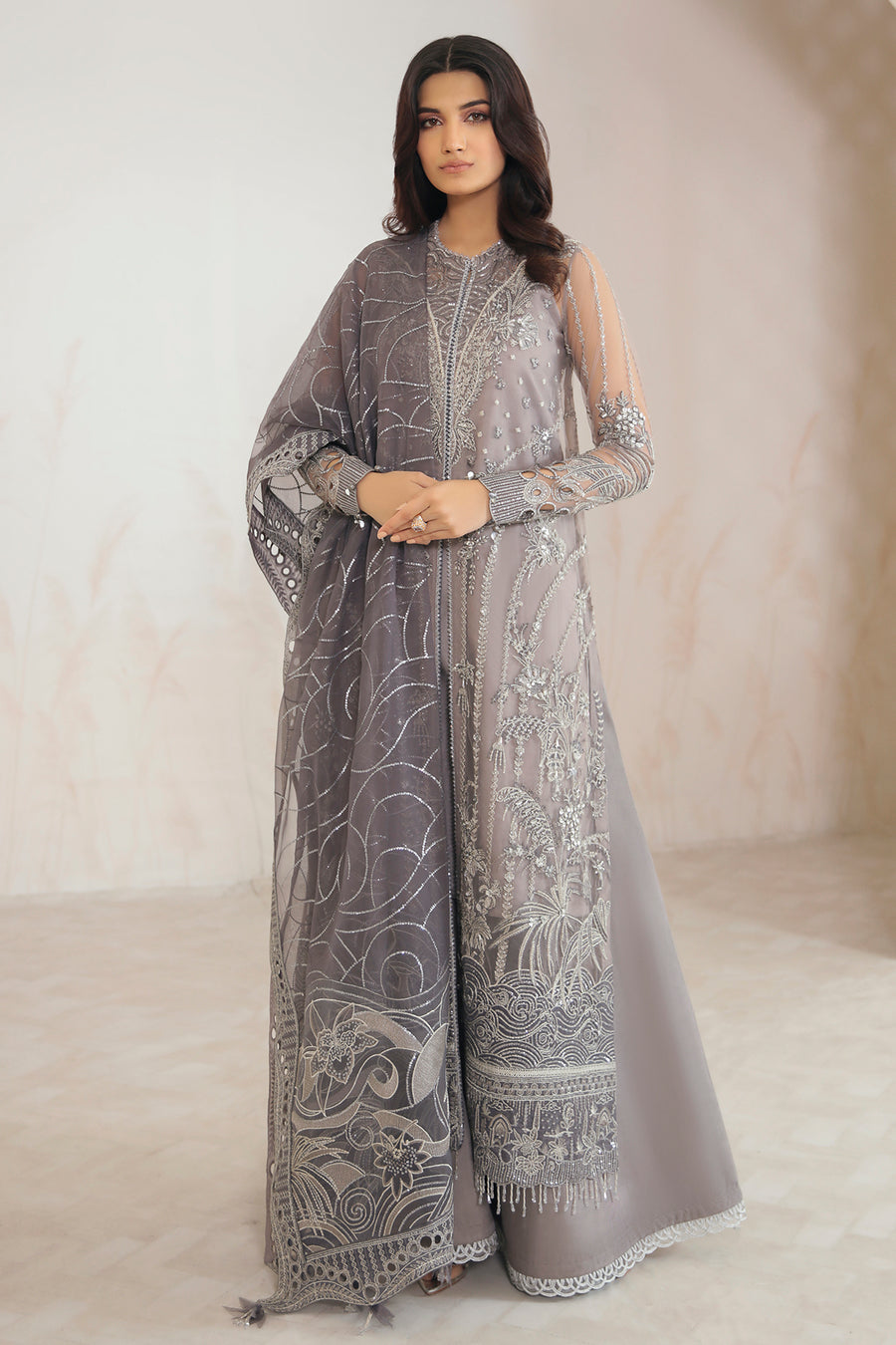 CRYSTAL GREY SHARARA SET